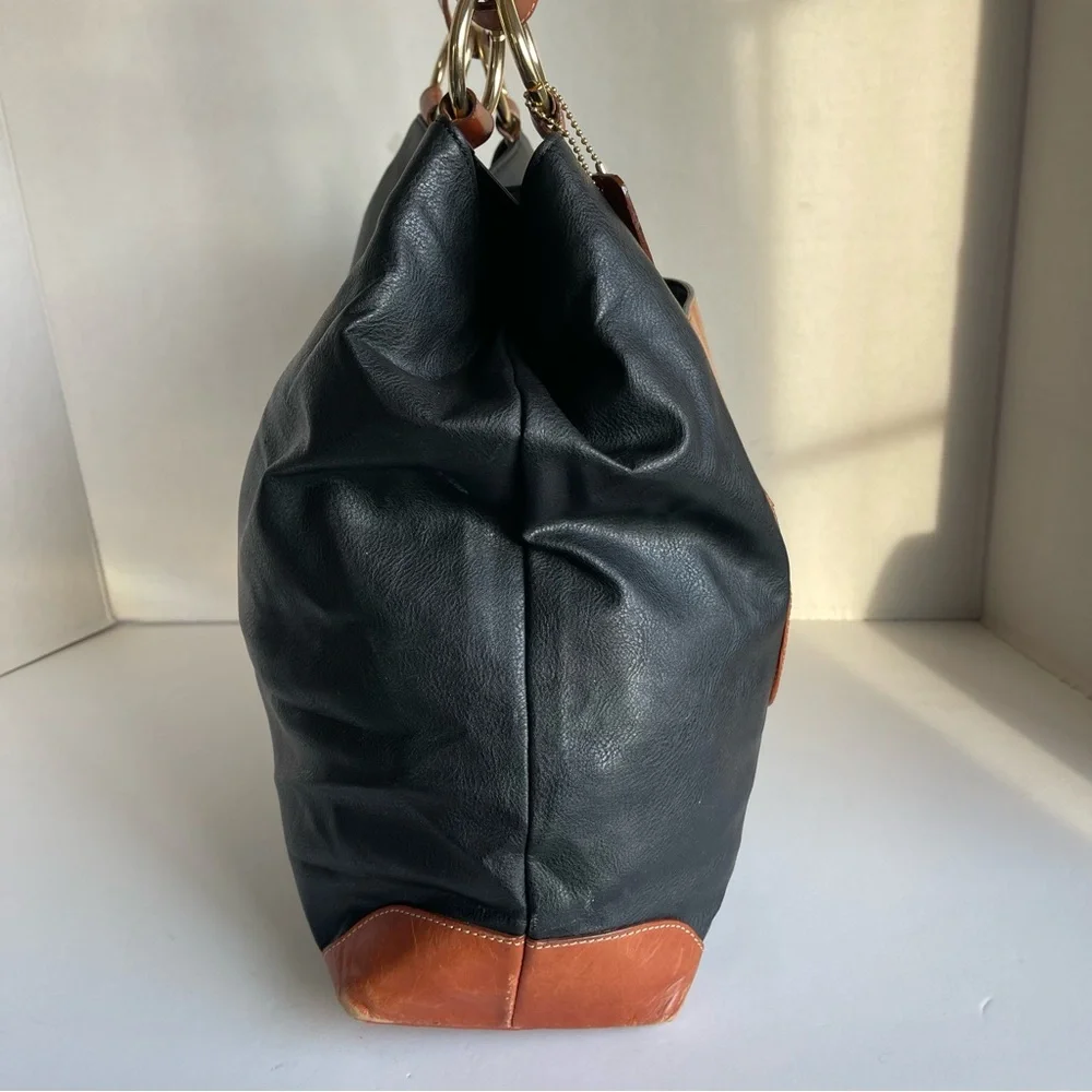 CEDARS Shoulder Tote Bag Purse Black/Brown Lined In Leather European Designer. - Picture 5 of 15